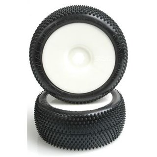 Schumacher Minipin Offroad Reifen 1:8, auf Felge wei� verklebt, Mischung gelb 2St.